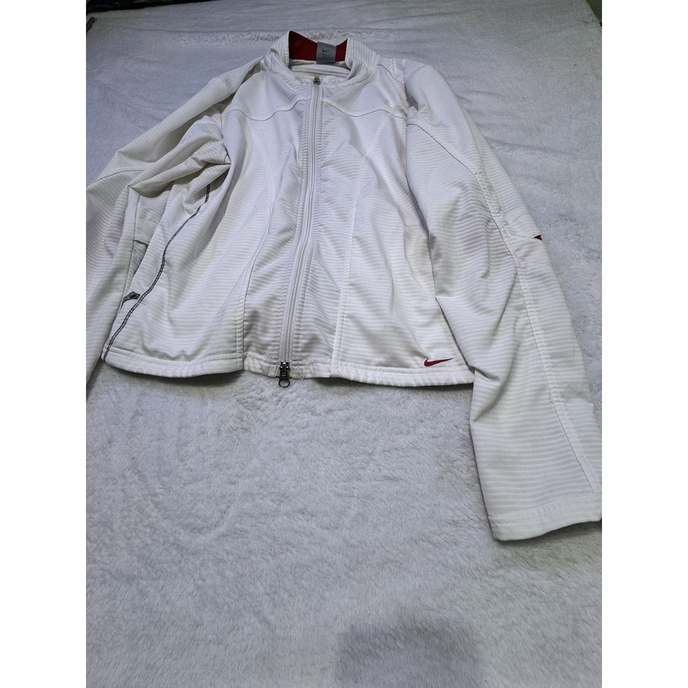 Nike Sphere Dry White Full Zip Fitted Jacket Women's Size Large Running Jogging